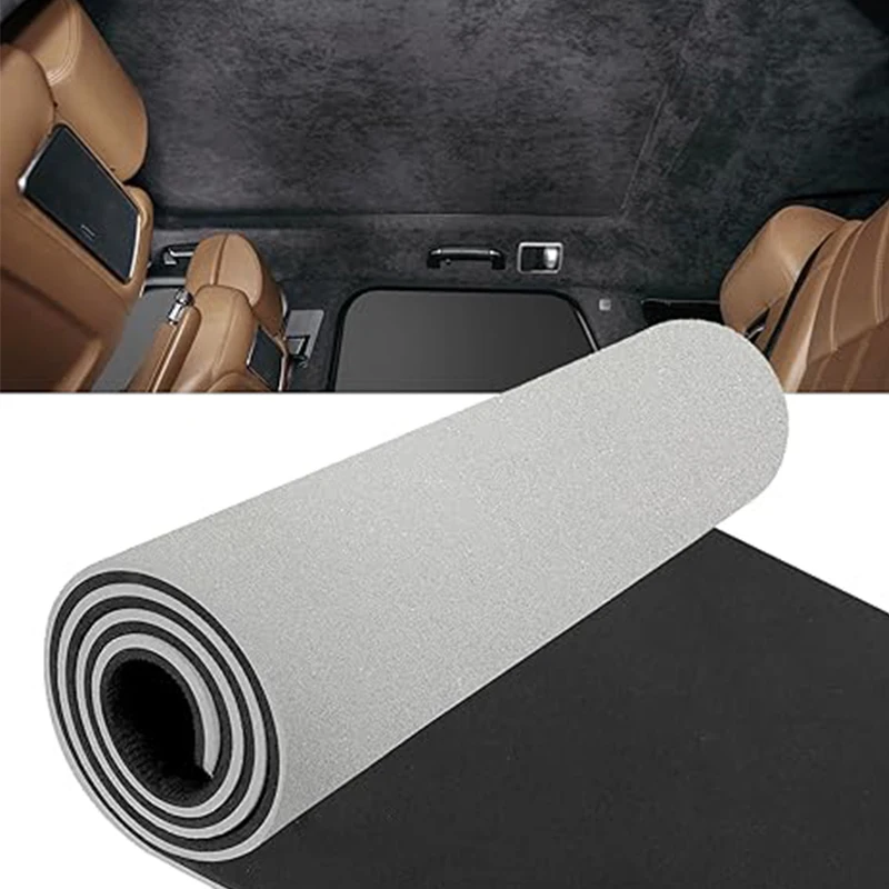 قماش غطاء رأس للسقف من جلد الغزال الأسود مع دعامة إسفنجية للتنجيد الداخلي أقمشة مواد بديلة لإصلاح السيارات