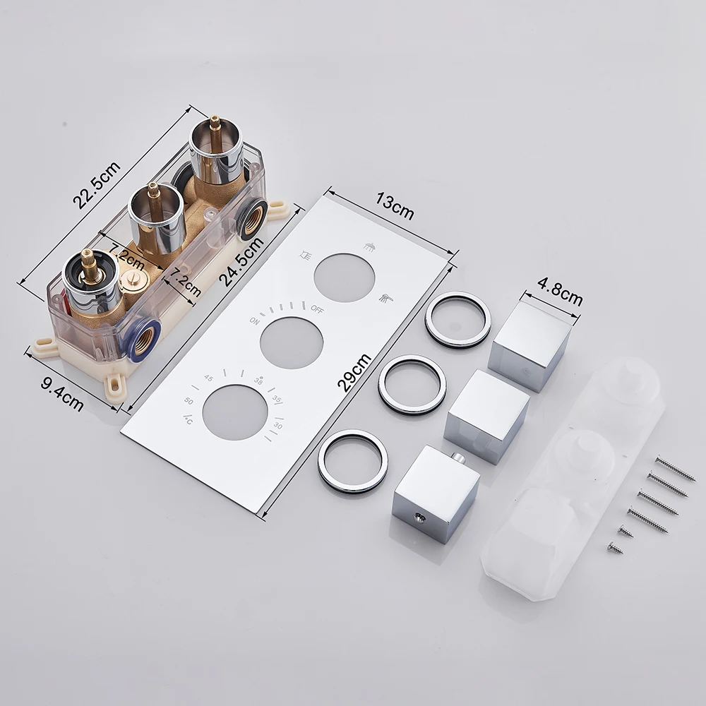 3 Ways Thermostatic Valve Mixer Bathroom Shower Faucet Accessory Water Temperature Concealed Control Diverter Matte Black diverter valve shower head diverter valve thermostatic mixing valve