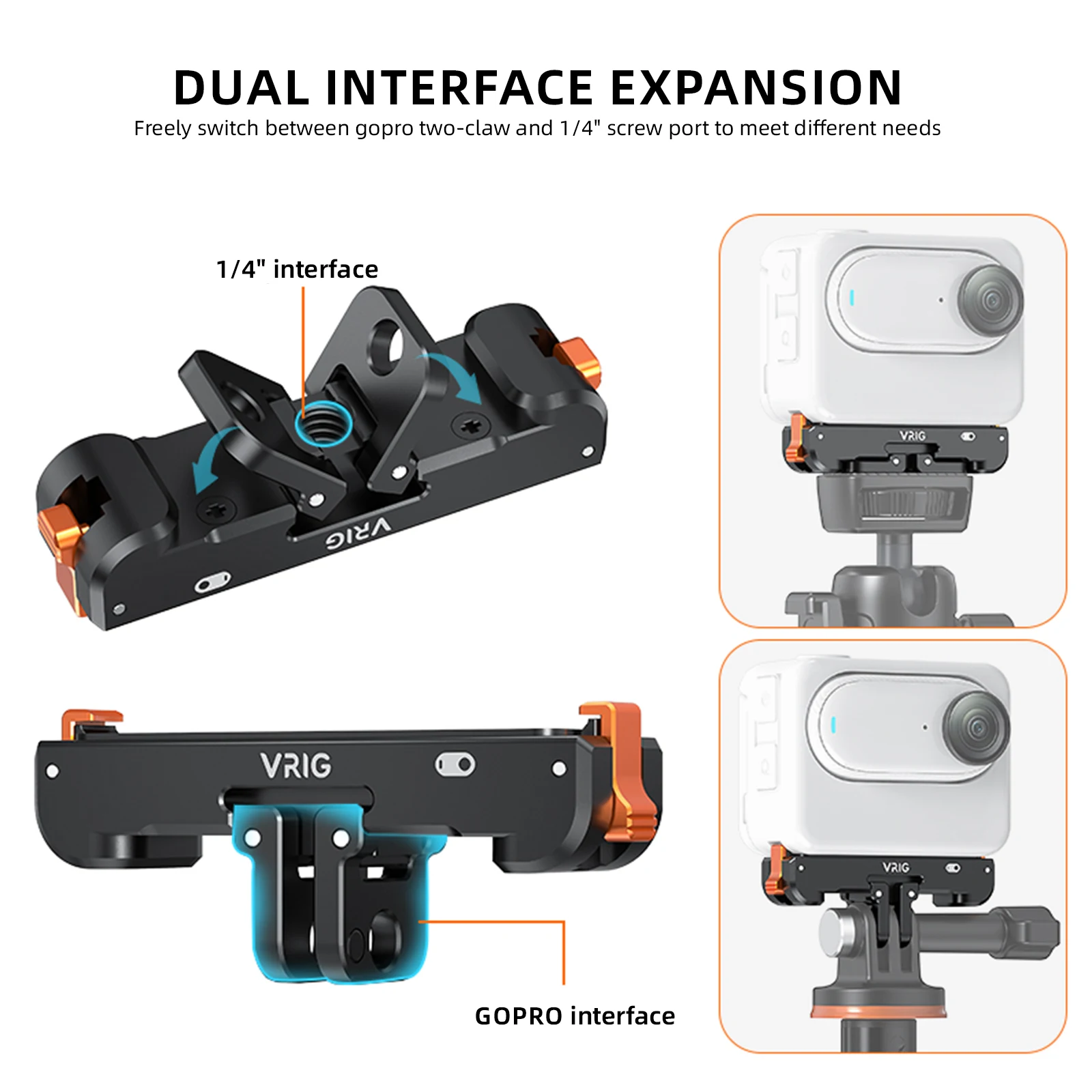 VRIG UURIG für Instan 360 GO 3 / GO 3S Magnetische Schnellwechselhalterung Action-Kamera-Adapter 1/4 Gewindehalterung für Stativ – Detail 3