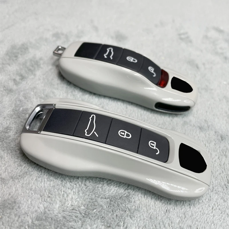 ontto Custodia Intelligente per Chiave Auto, Adatta per Porsche Cayenne Panamera Macan Cayman 911 718 918 Boxster TPU Custodia Portachiavi Portachiavi Accessorio 3 Tasti Bianco