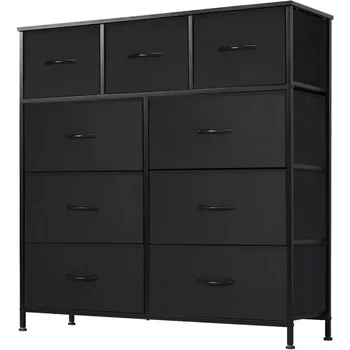 9-Drawer Fabric Dresser with Wood Top 1