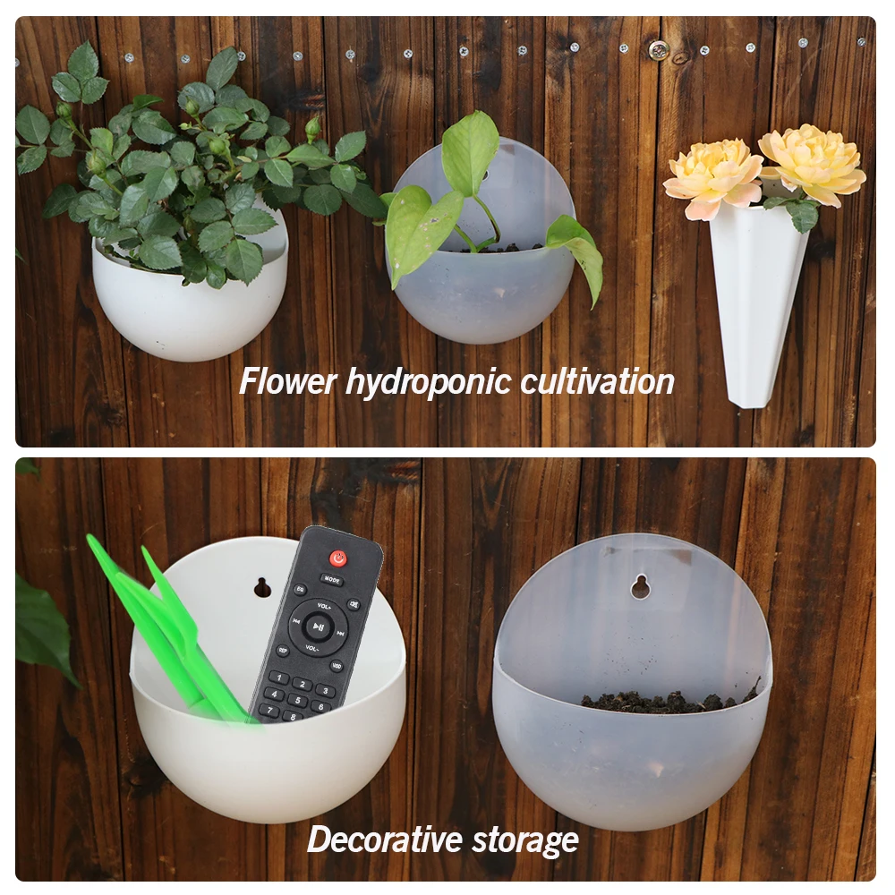 Garden Plastic Wall Hanging Mini Pot Self-Adhesive Hook Home Decoration Hydroponics Vertical Planter Flower Vases 1PCS
