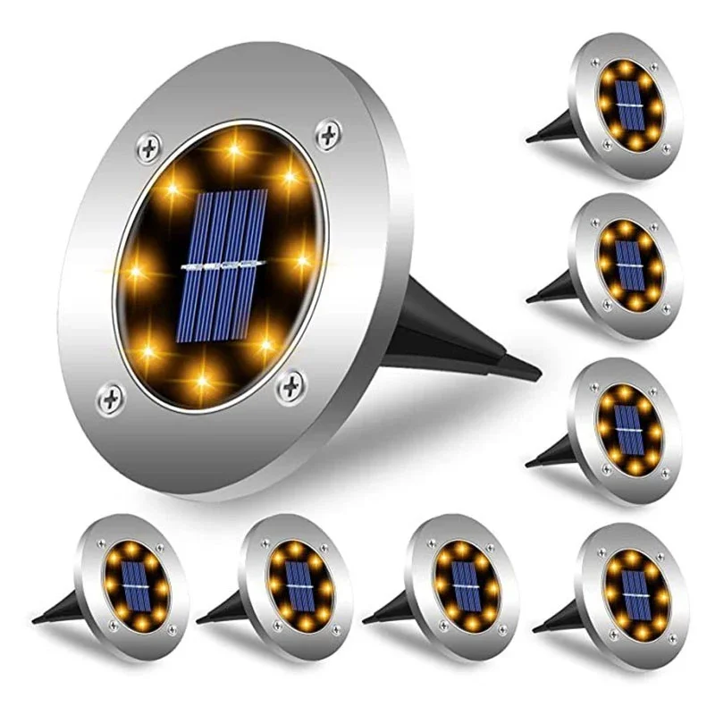 

8 LED Outdoor Solar Buried Lights Waterproof Garden Decor Spotlights Solar Underground Lamp Courtyard Pathway Decking Lights