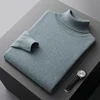 Autumn and winter new 100% pure merino wool pullover men's turtleneck cashmere sweater thickened warm  loose solid color top 4