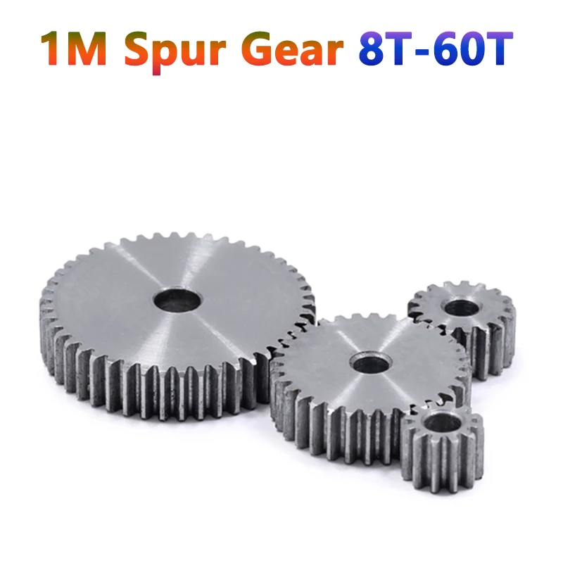 Electric Bike Gear 1pc 1M 8T-60T Pinion Spur Gear 1 Mod Cylindrical Flat Gear 8 12 13 14 15 16 17 18 19 20 21 22 23 24 25 26 27-60 Teeth 45# Steel