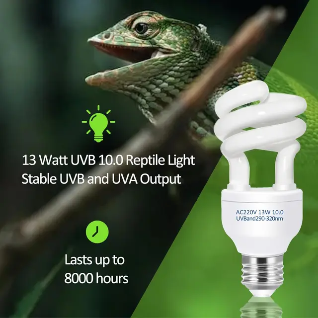 UVB 5.0 10.0 Reptile Heating Lamp 13W /26W UV Energy Saving Bulb Terrarium Basking Reptile Light Turtle Lizard Snake Lamps 3