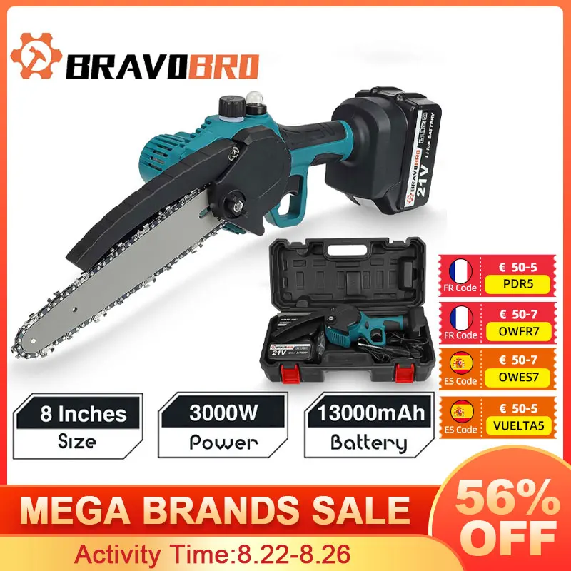 3000W 21V 8 Inch Electric Chain saw Oil Automatic Injection with 1/2