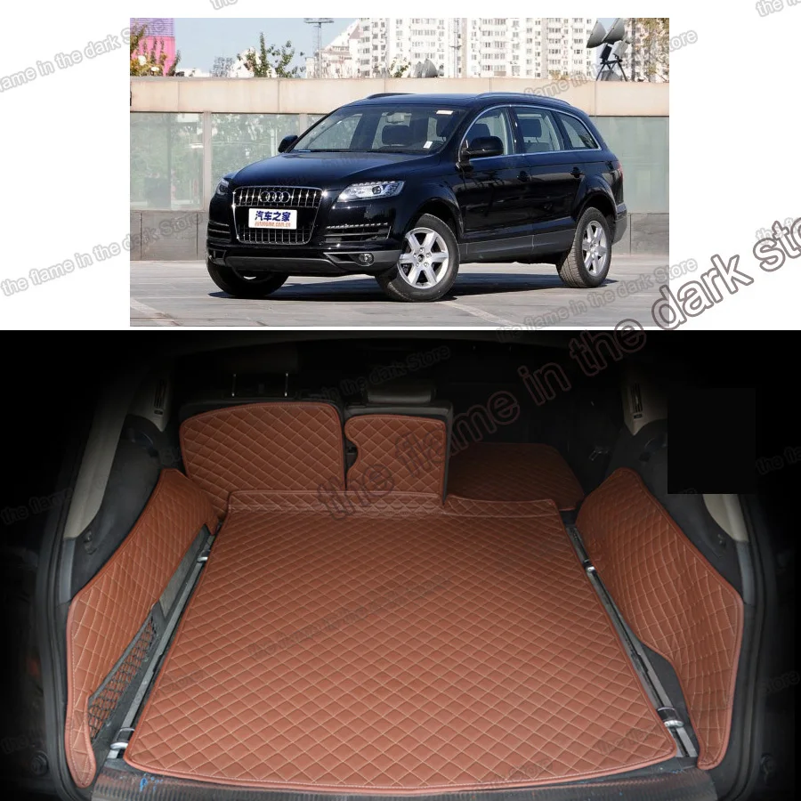 

leather car trunk mat cargo liner rear boot for audi q7 2006 2007 2008 2009 2010 2011 2012 2013 2014 2015 luggage cushion auto