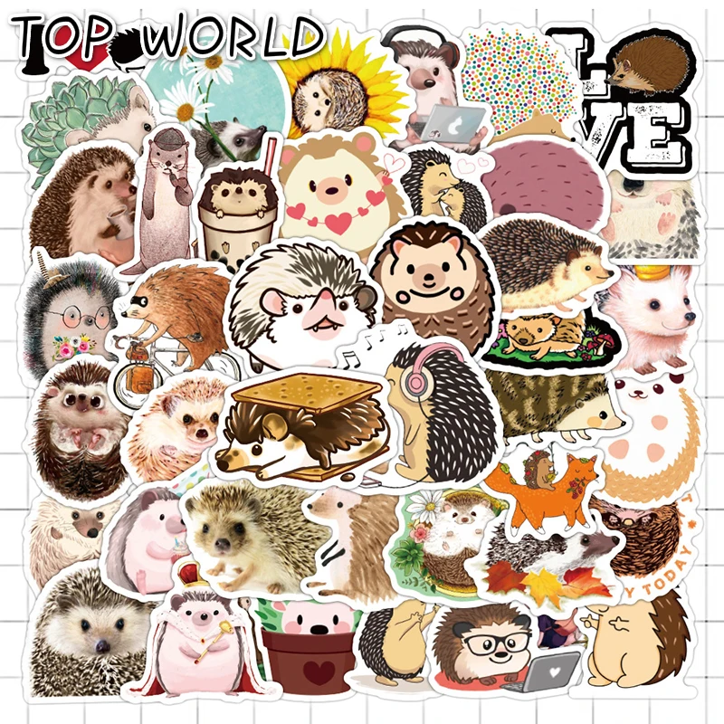 10/50Pcs/set Hedgehog Cartoon Cute Pet Animals Funny Graffiti Stickers For Laptop Phone Case Luggage Skateboard Kids DIY Guitar
