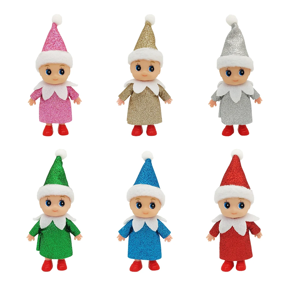 Christmas Mini Baby Elf Dolls Tiny Elves Shining Kindness Kid Craft Babies Doll Toy Decoration Shelf Gift For Girls Boys Kids diy wooden book nook shelf insert kits miniature books library saint church bookends doll houses bookshelf handmade crafts gifts