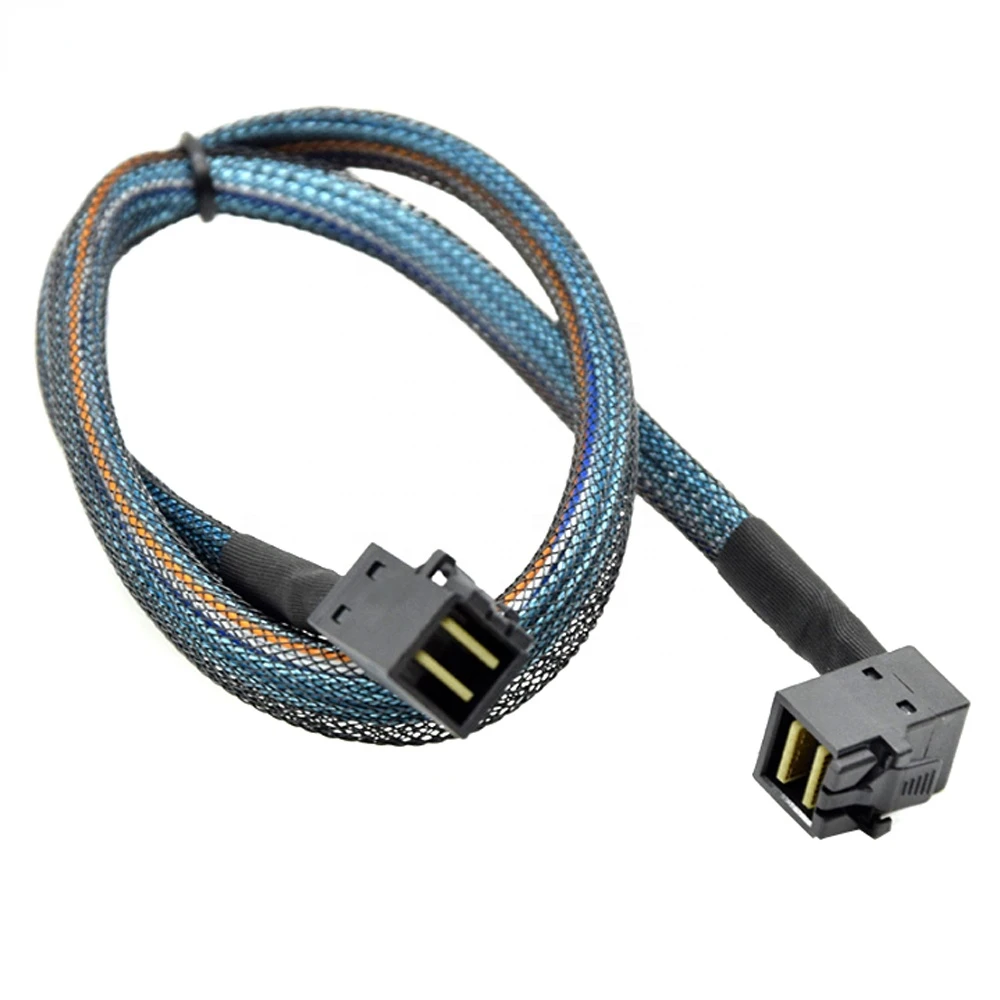 HD mini SAS SFF8643 Down Angled to SFF8643 Straight mini SAS Cable 1m