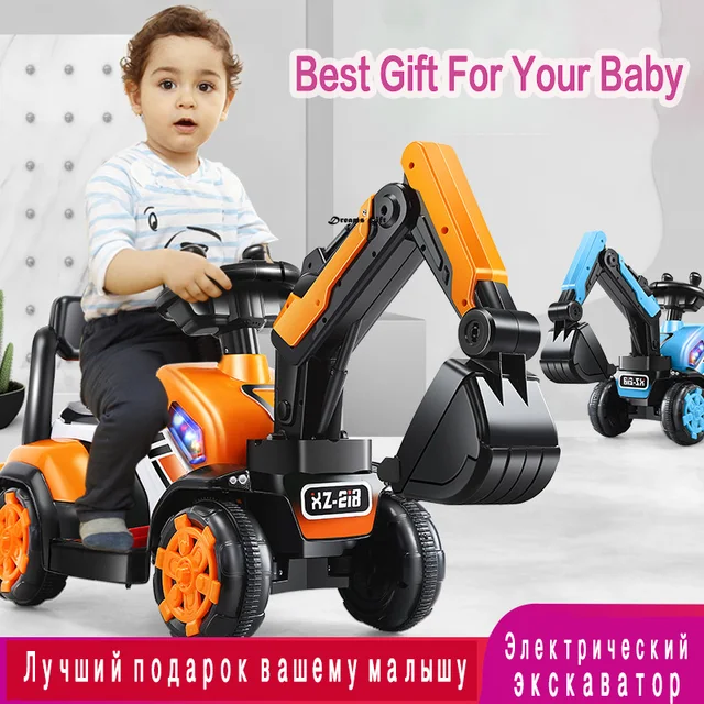Children's electric car toy engineering car old toy battery double drive with remote control knight excavator Russia free shipp 2