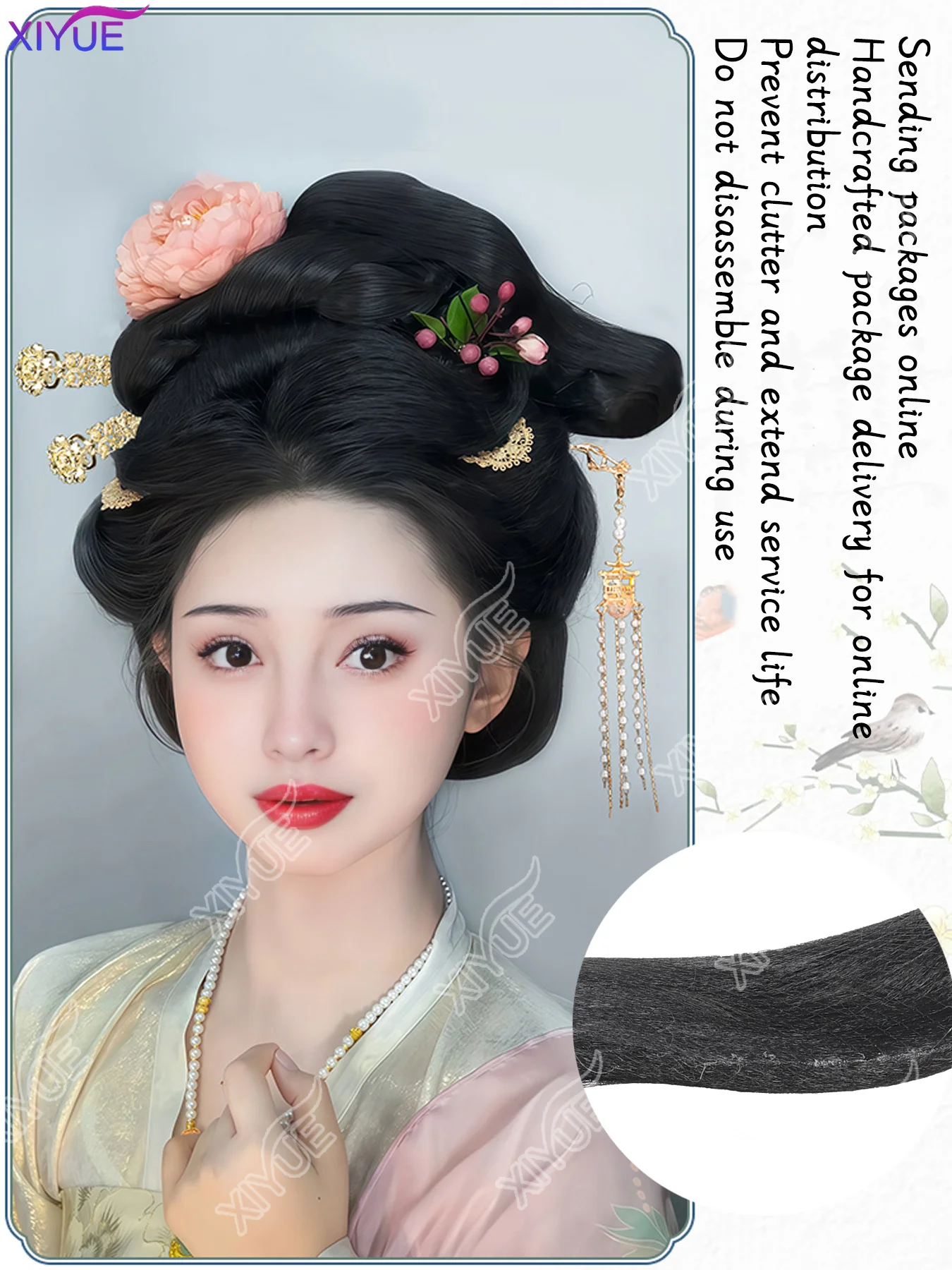 XIYUE Hanfu wig headwear female one-piece small Taiping bun Tang style ancient costume daily performance styling hair cushio
