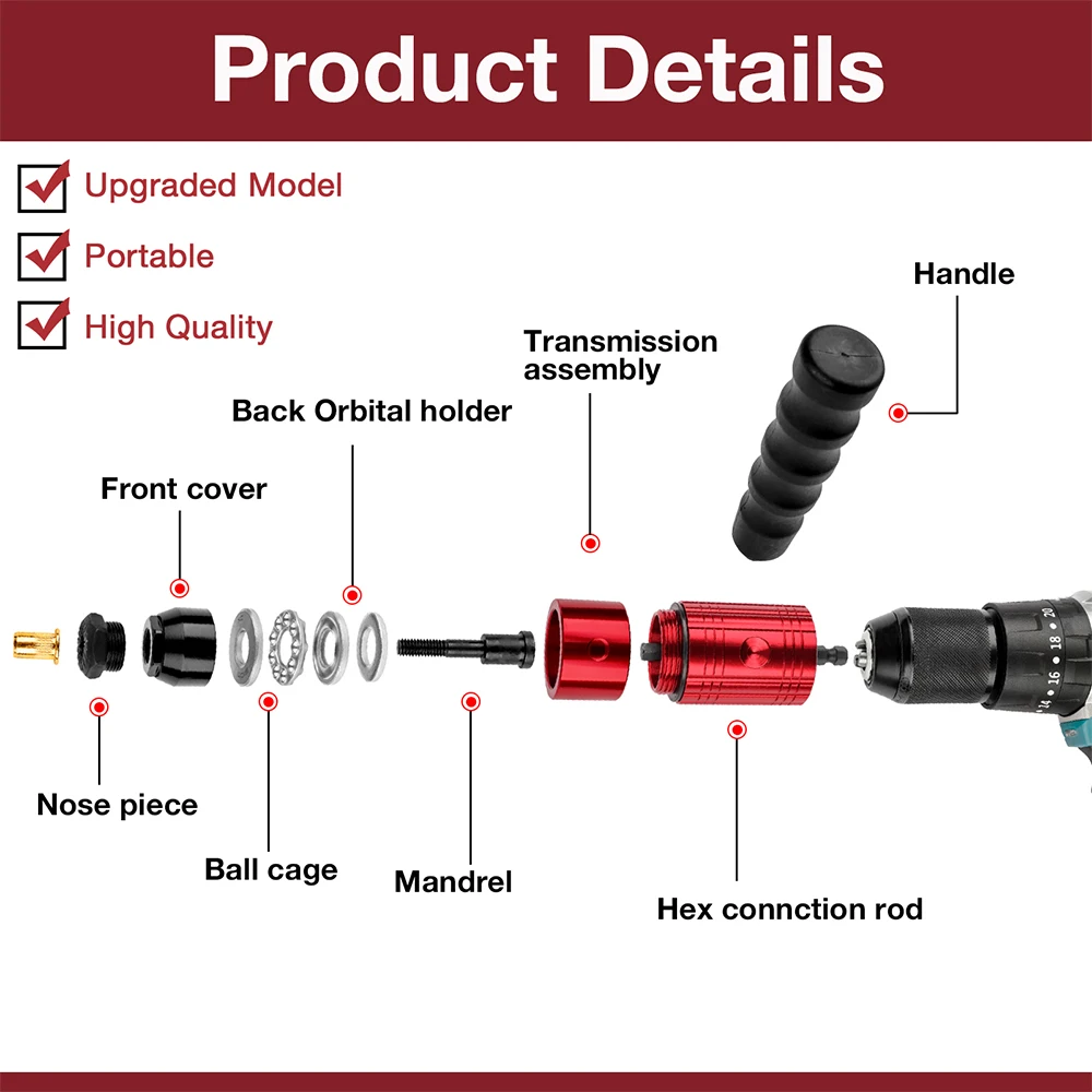 M3~M8 Home Nut Riveting Machine, Industrial Grade DIY Plug-in Nut Quick Riveting Tools, Including 100 Rivet Nuts, Rivet Nut Gun 2