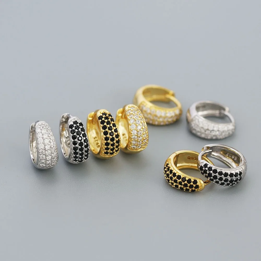 14K Gold Plated Full Zircon Round Hoop Earrings for Women White CZ Circle Ear Buckle Jewelry Accessories