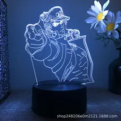 Lampe de chevet 3D à l'effigie de JoJo, veilleuse aux couleurs de Kujo Jotaro, 7/16 couleurs, USB, jouet pour enfants, cadeau d'anniversaire 