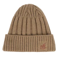 2022 New Fashion Men's Winter Knit Beanie Scarf Brand Maple Leaf Thick Lining Plus Velvet casual hat Solid color Soft Cap Bonnet 2