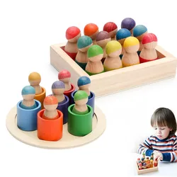 1Set Kids Wooden Rainbow Blocks Doll Color Cognitive Ability Montessori Educational Toys DIY Creative Stacking Balance Game