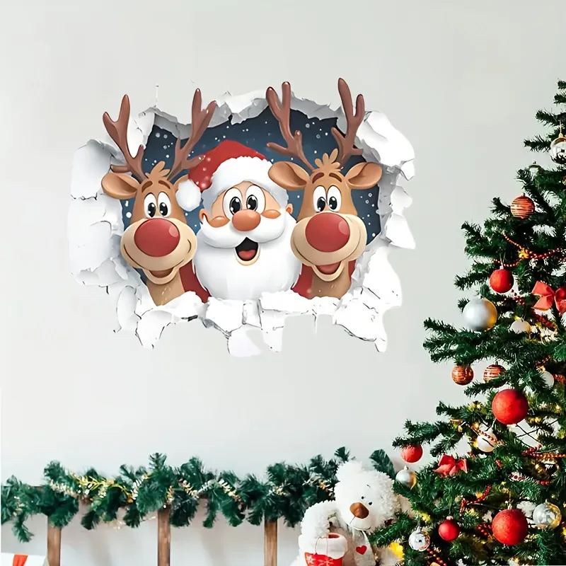 1PC Santa Claus Christmas Design Toilet Stickers Waterproof for Toilets and Bathrooms DIY Glass Window Universal Vinyl Decals