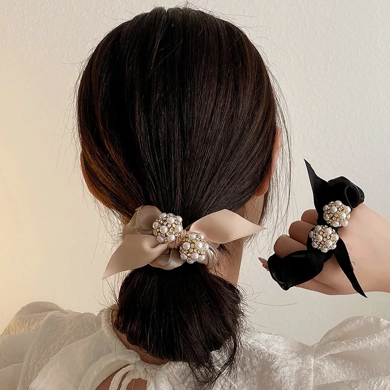 

Pearl Hair Scrunchies Ties Korean Fashion Rope Elastic Rubber Bands Ponytail Holder Girls Summer Hair Accessories For Women 2022