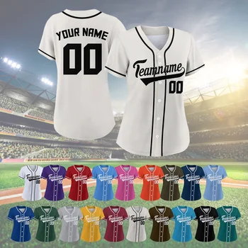 Custom Baseball Jersey for Women Personalized Baseball Shirt with Printed Name Number Team Uniform Baseball Lover Gifts 1