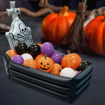 1pcs Inflatable Skeleton Tombstone Ice Bar PVC Coffin Prop Suitable for Halloween Decorations and Festival Atmosphere Decoration