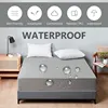 Safe Waterproof Mattress Protector, Soft Comfortable Breathable Solid Color Bedding Mattress Cover Fitted, Machine Washable 1