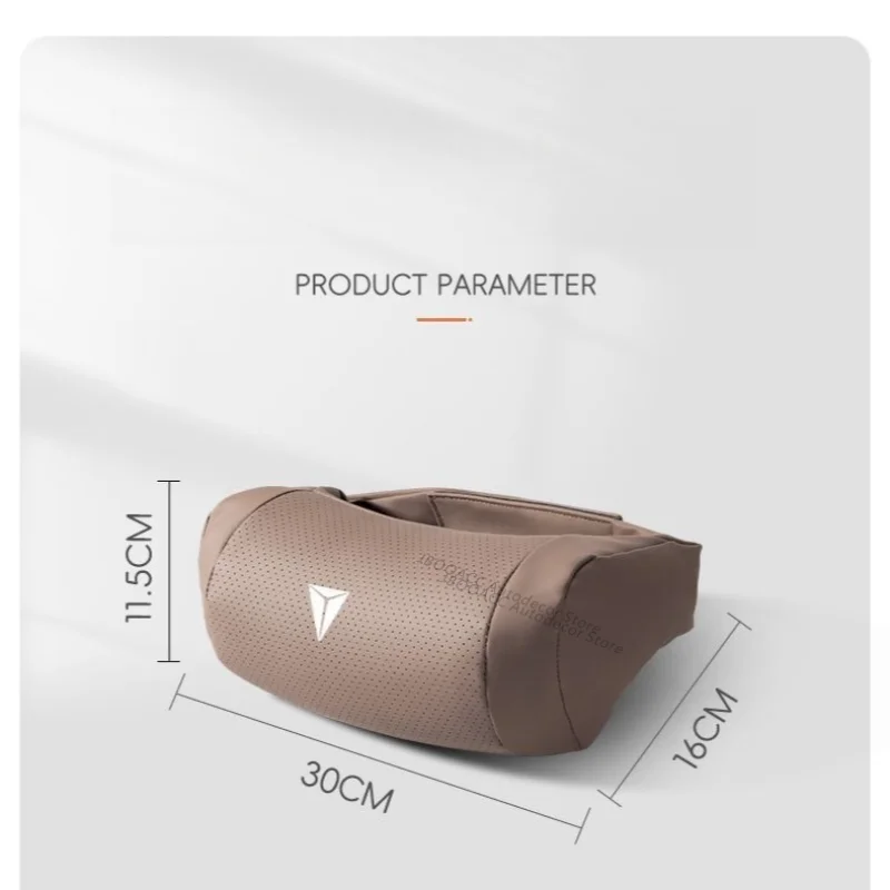 Luxury Leather Neck Pillow Headrest Support - Nappa Car Seat Protector Cushion