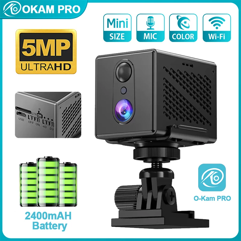 OKAM PRO 4G HD 5MP Wifi Camera Mini Wireless Surveillance Camera 2400mAh Battery Powered PIR Human Detection Security Protection 1
