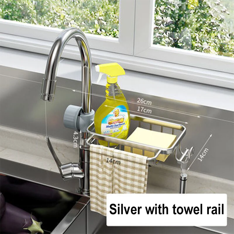 Kitchen Sink Drain Rack Aluminum Faucet Sponge Storage Holder Hanging  Faucet Drain Drainer Shelf Basket Bathroom Organizer - AliExpress