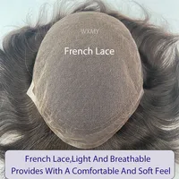 Clearance Q6 Toupee Man Wig Male Hair Prosthesis French Lace & Pu Base Men's Wig Hair System 100% Natural Human Hair Wig For Men 2