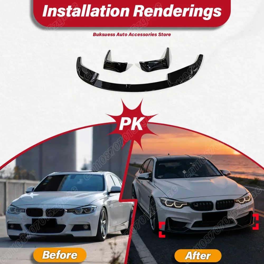 BMW 3 시리즈 F30 M3 2012 2013 2014 2015 2016 2017 2018 자동차 프론트 범퍼 MP 스타일 프론트 범퍼 립 디버터 가드 바디 키트