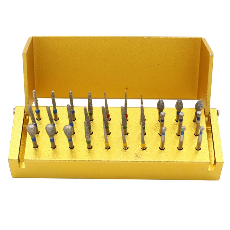 

30Pcs Dental Diamond Burs Drill Disinfection Block Polishing Burs High Speed Handpiece Burs Sterilized Holder Teeth Whitening