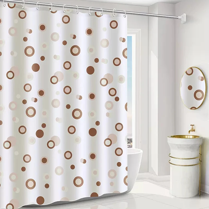 Coffee circle shower curtain 180 x 180 cm waterproof design quick drying heavy duty curtain set shower curtains