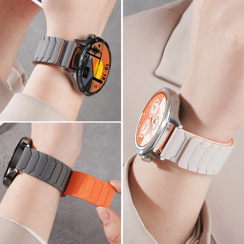 Versatile Silicone Magnetic Watch Band - Seamless Loop Strap, 22mm/20mm