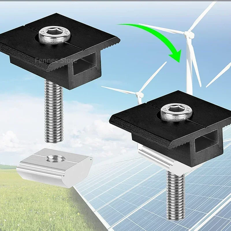 Solar Panel Clamps Solar Panel Brackets 30mm 35mm PV Bracket End Middle Clamp 4 10 20pcs Mounting Rail