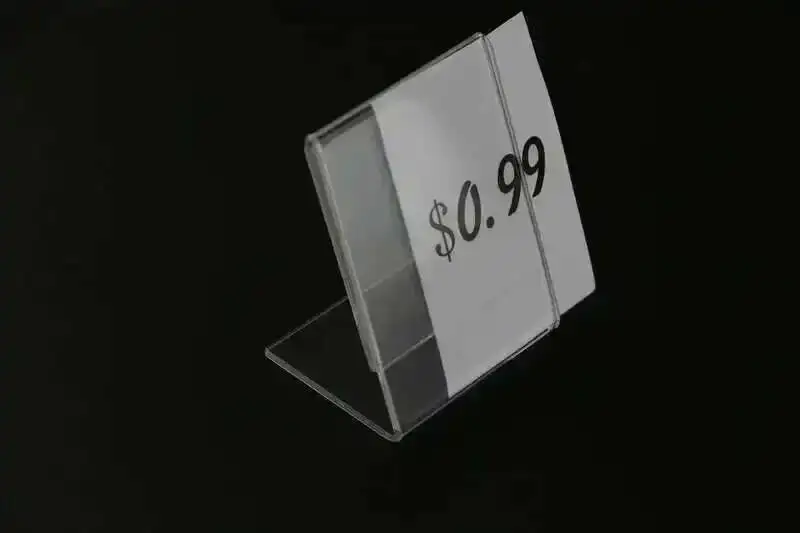 10 Stück 5 x 7 cm transparenter Acryl-Namenskarten-Preisschild-Werbeständerhalter, Schaufenster für Modeschmuck-Display – Detail 2