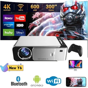 휴대용 풀 HD LED 프로젝터, 안드로이드 와이파이 프로젝터, 3D 홈 시어터, T6, 2K, 4K, 4000 루멘, 720p, 신제품