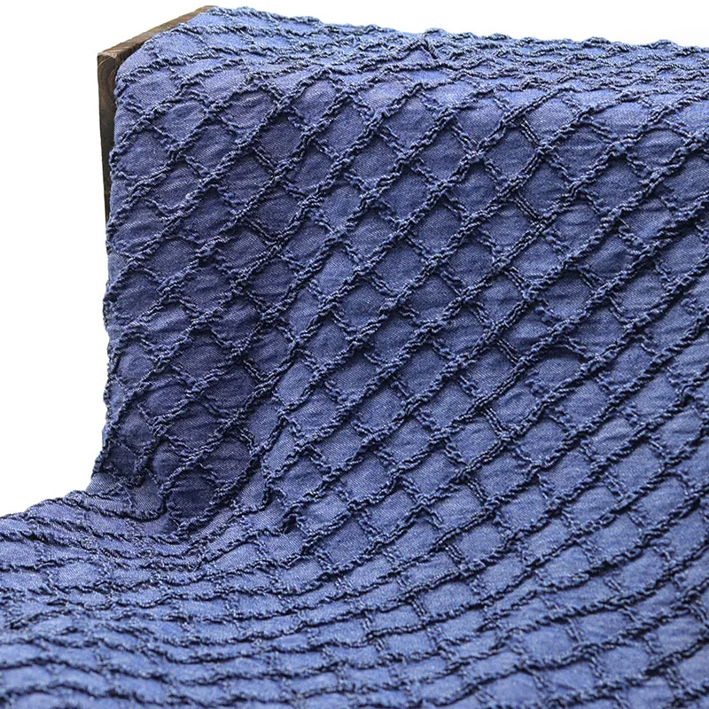 Spring and Summer Medium Thick Section Washed Embroidered Pleated Denim Fabric Clothing Handmade Diy Clothes Soft