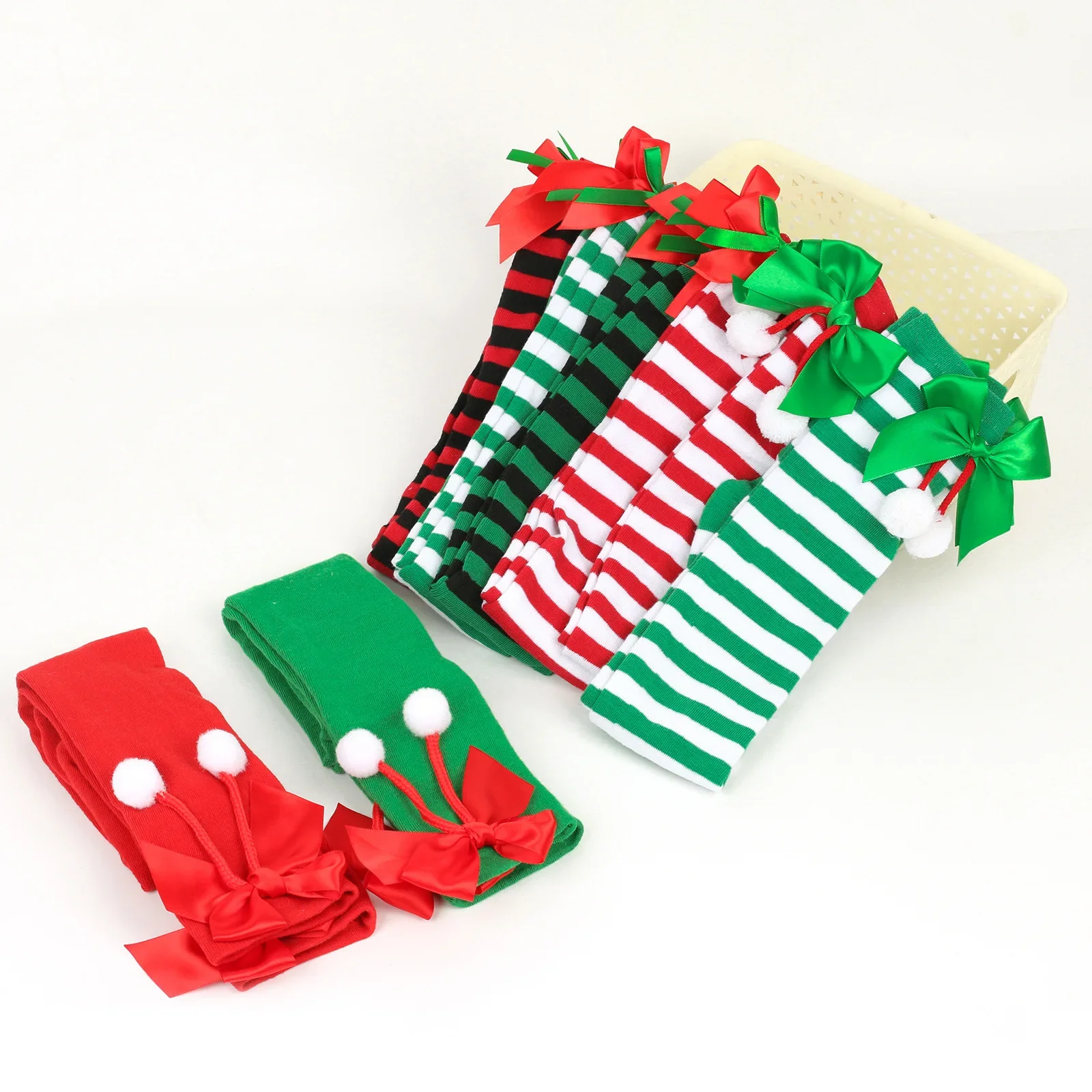 Christmas Gift Stockings Women's Long Tube Striped Socks Medias Casual Cute Medias Para Mujer Navidad Chaussettes Winter 3 Pairs