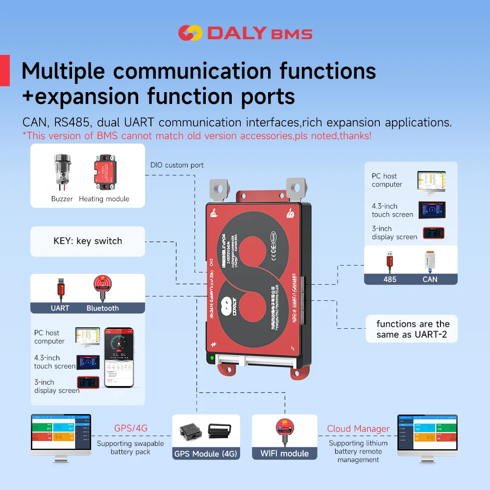 Фото Умное Bluetooth приложение DalyBMS BMS 40A для Lifpo4 4S 12V 8S 24V 16S 48V li-ion 3S 12V 7S 24V литиевая батарея 18650 №4