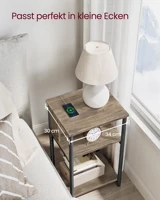 Table d'appoint VASAGLE, table de chevet avec prise, étroite, 2 ports AC, 2 ports USB, 30x34x58 cm, pour salon 5