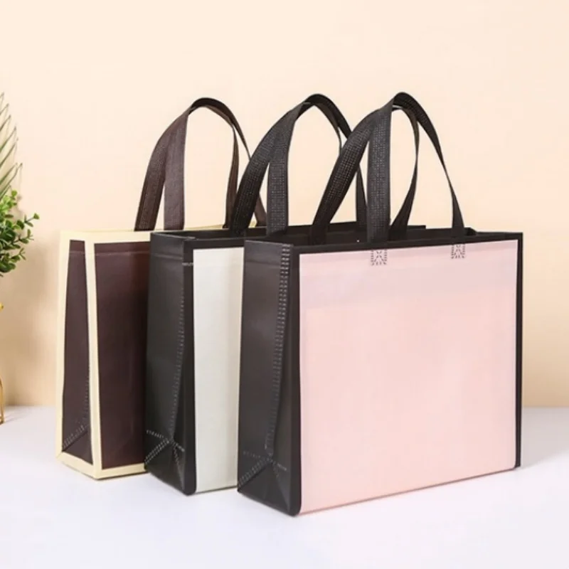 StoBag 50pcs Wholesale Non-woven Tote Bags Shopping Portable Fabric Gift Clothes Packaging Reusable Pouch Custom Logo(Extra Fee) 2