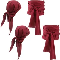2pcs/set Pirate Cosplay Costume Hat Head Scarf Belt Medieval Renaissance Vintage Pirates Women Men Headband Waist Belt 1