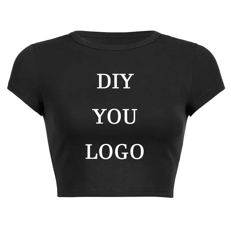 New Summer Short Sleeve O Neck Nieuwe Uw Eigen Ontwerp Logo/Foto Wit Custom DIY Women Crop Tops Fashion T-Shirt 1