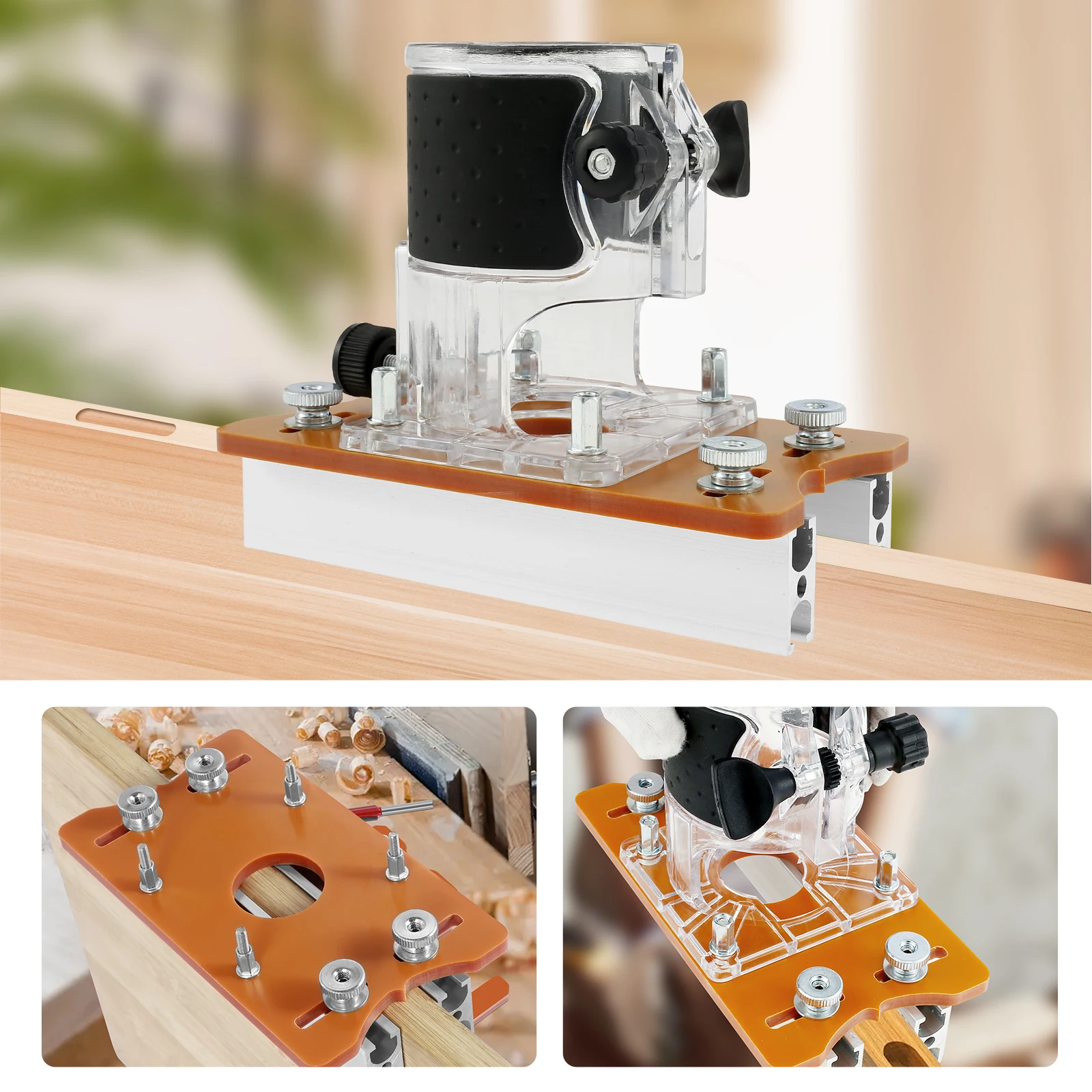 

Trimming Machine Slotted Bracket Sturdy 2 in 1 Invisible Fastener Slotting Bracket Stable Wood Router Slotting Locator