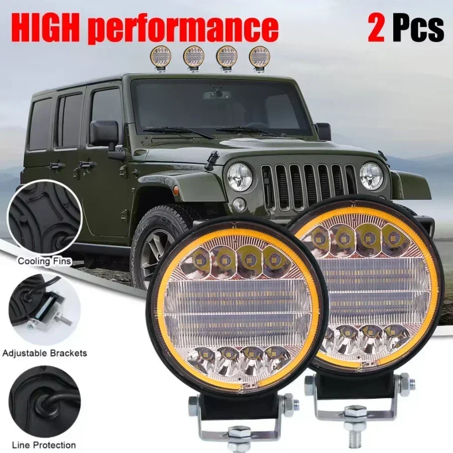4.3 Inch 72W LED Driving Lights for Trucks SUVs Tractor Motorbike ATV Auxiliary 4x4 Pickup 9V-60V