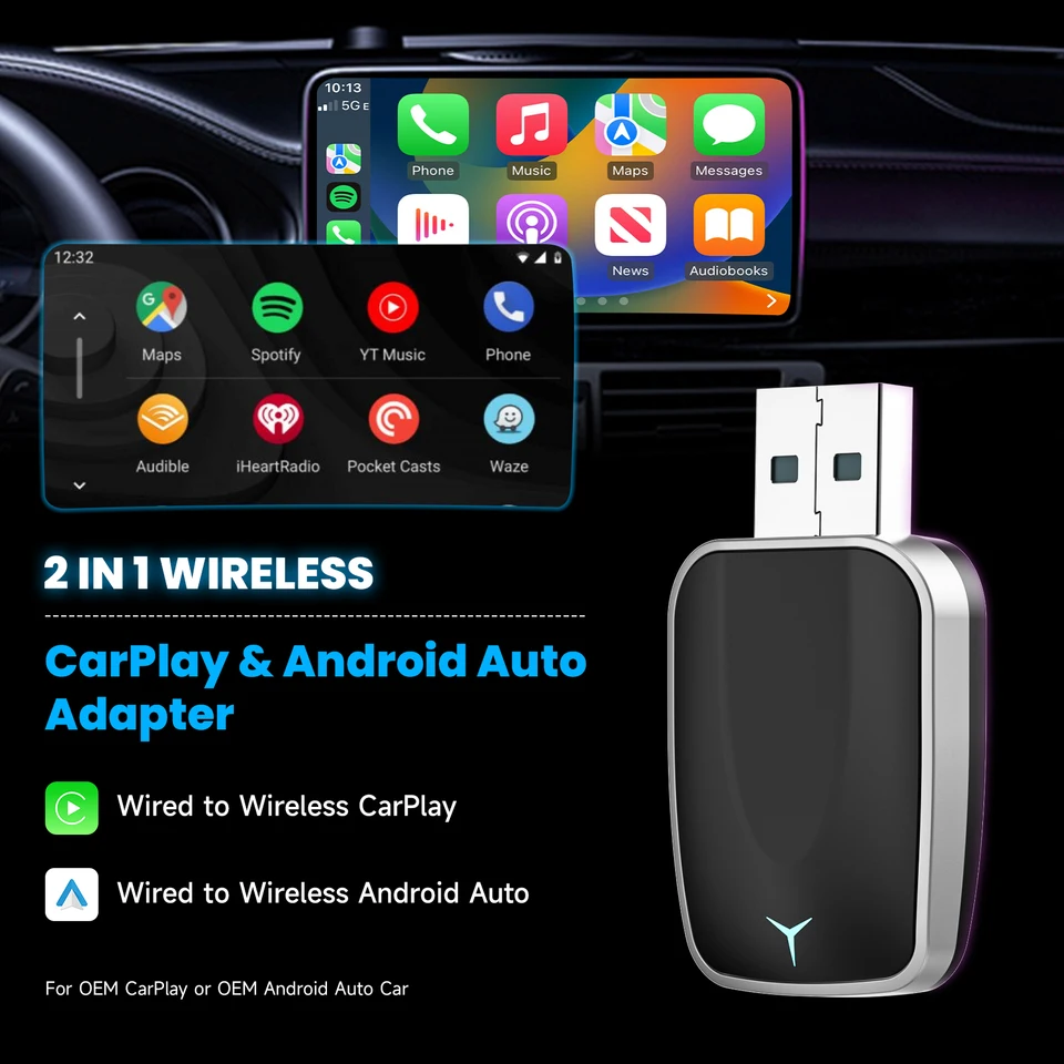 Wefenad Wireladapter, 2-in-1 WirelAndroid Car And Car Game Adapter