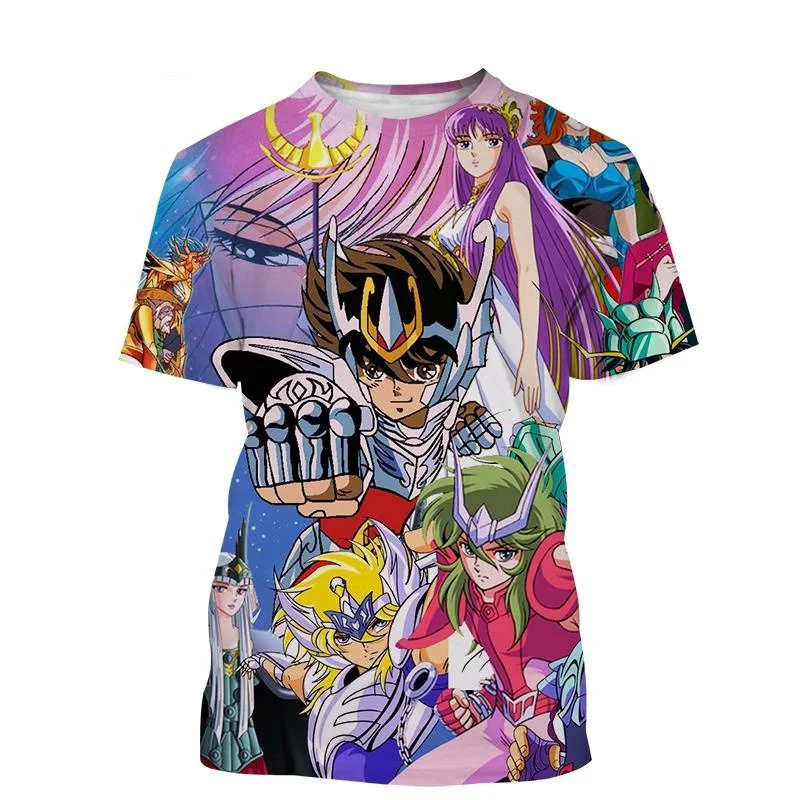 

Футболка мужская с 3D-принтом аниме Saint Seiya, Повседневная Уличная футболка в стиле Харадзюку, модный топ с круглым вырезом и короткими рукавами,