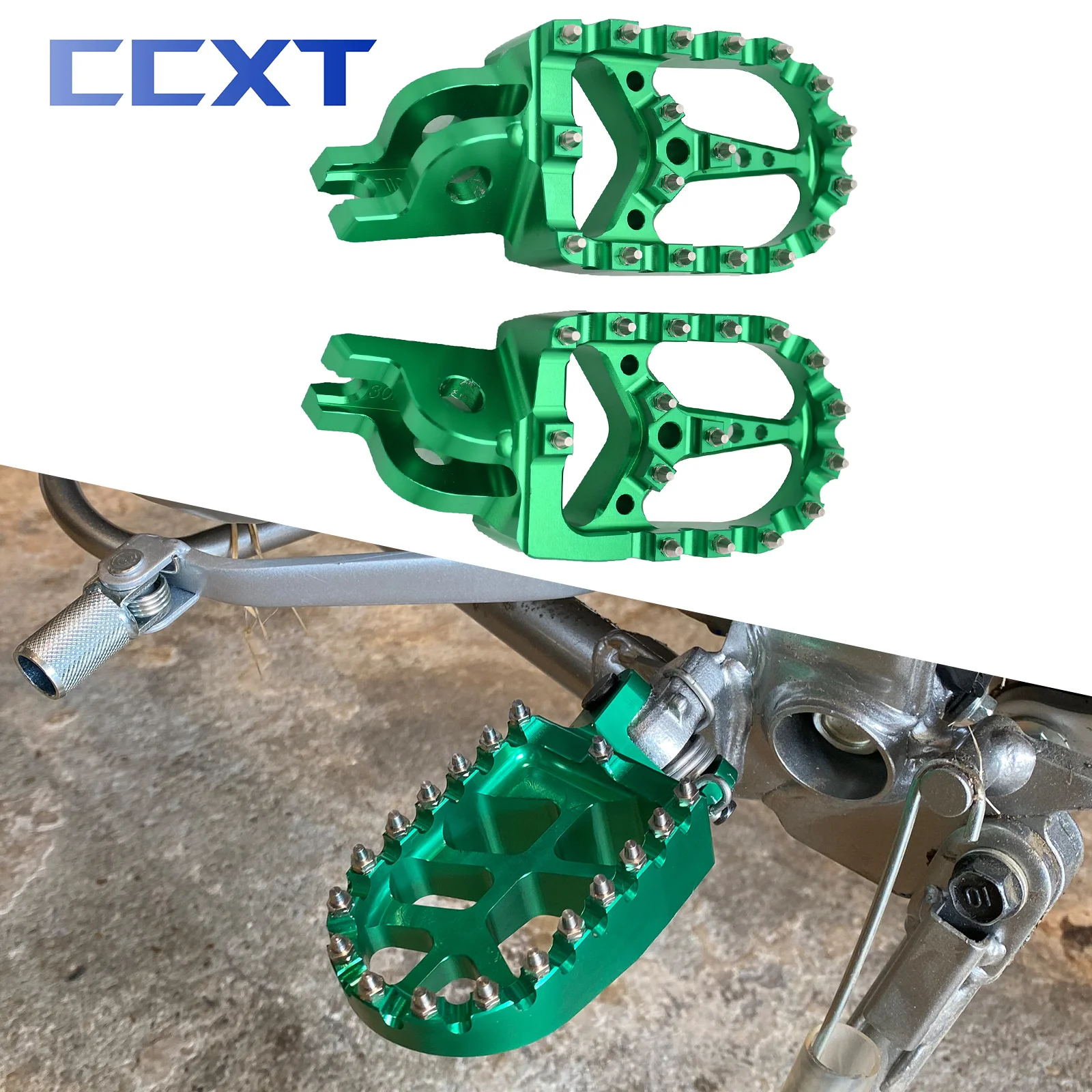 Motocross CNC Aluminum Rests Pedals Footpegs Foot Pegs For Kawasaki KX